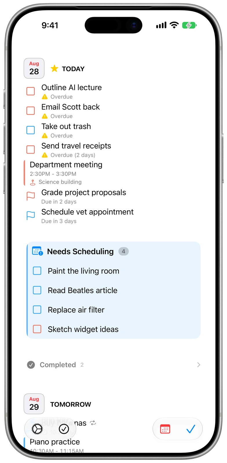 Deadline countdowns in Timelane on iPhone