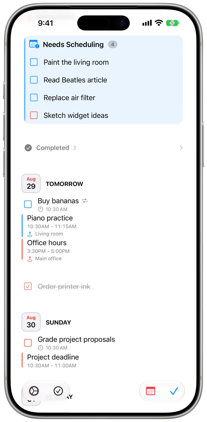 Needs Scheduling in Timelane on iPhone