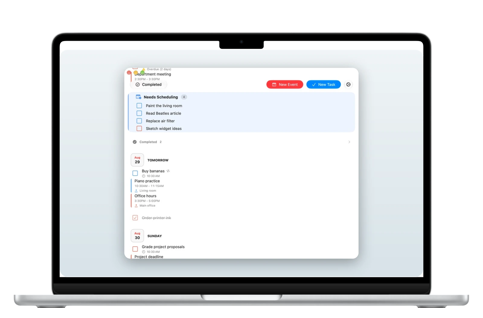 Needs Scheduling in Timelane on a MacBook Air