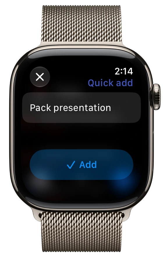 Quick Add in Timelane on Apple Watch